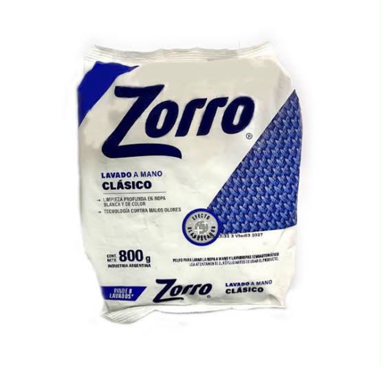 JABON EN POLVO ZORRO 800G CLASICO